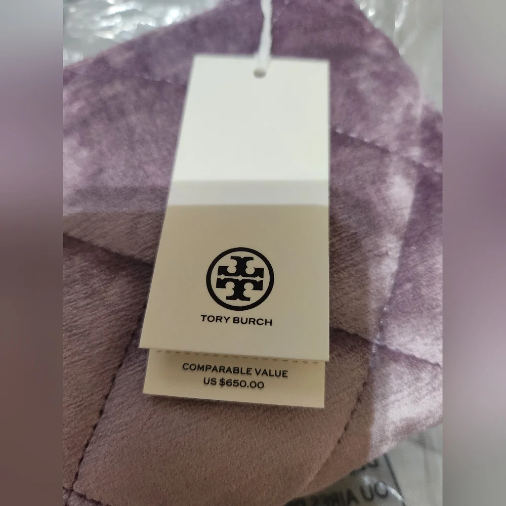 Tory Burch Willa Zip Quilted Handbag Lilac Gunmetal NWT - Picture 5 of 16